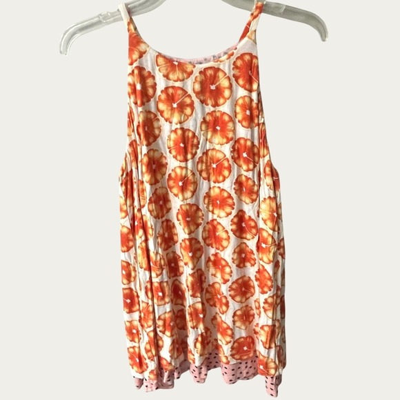 Porridge Tops - Anthropologie Porridge Orange Slice High Neck Layered Swing Tank Womens Medium